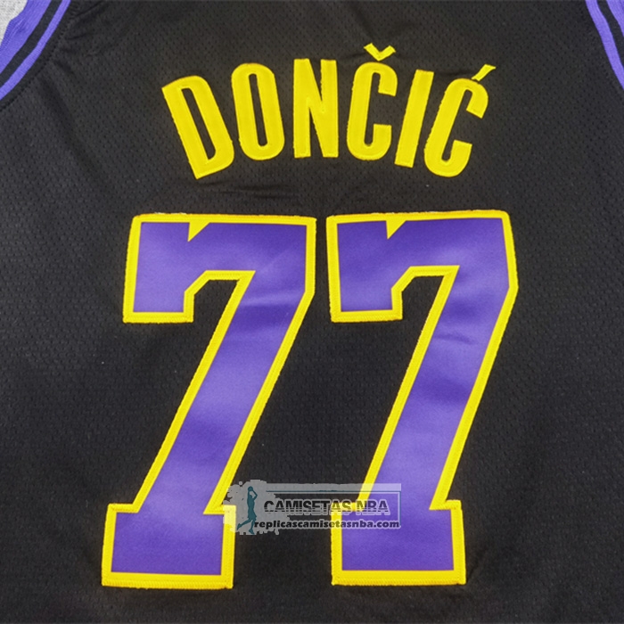 Camiseta Los Angeles Lakers Luka Doncic NO 77 Ciudad 2024-25 Negro
